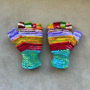 Colorful Knitted Fingerless Gloves